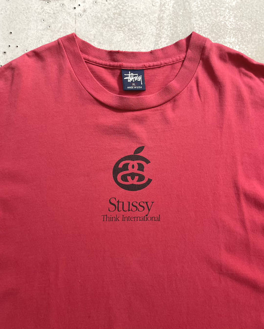 90's Stussy "Apple" パロディTシャツ Oldstussy 表記XL USA製 オールドステューシー アップル