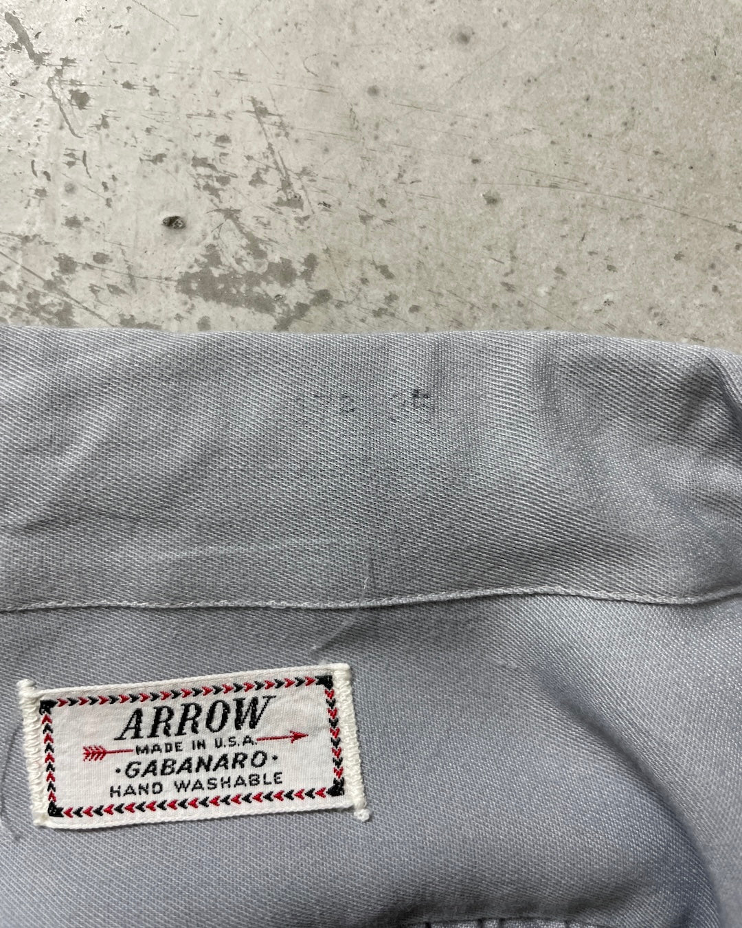 60's ARROW 長袖シャツ BIGSIZE 開襟 ループカラー 単色 USA製 レーヨンギャバ ギャバジン オープンカラー アロー