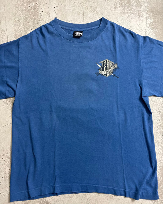 80's Stussy "Sword & Shield" プリントTシャツ Oldstussy 両面プリント 表記M USA製 ステューシー