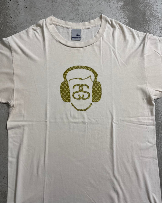 90's Stussy "Monogram headphone" プリントTシャツ Oldstussy 表記L USA製 ステューシー