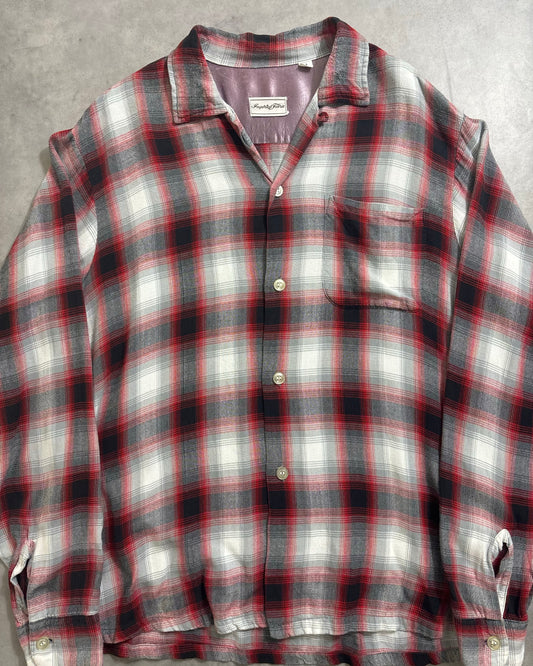 50's Vintage オンブレチェックシャツ 開襟 ループカラー 表記M ヴィンシャツ