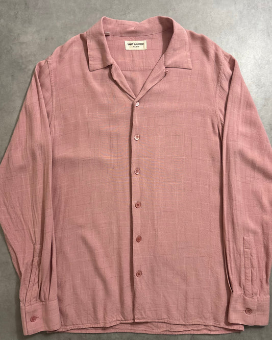 00's SAINT LAURENT 長袖シャツ 開襟 レーヨン ヴィンテージサンプリング 表記38 サンローラン