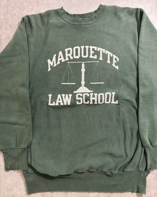 90's Champion "REVERSE WEAVE" MARQUETTE LAW SCHOOL 三段アーチ スウェット 表記XXL USA製 天秤 リバースウィーブ チャンピオン