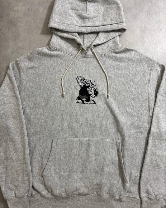 00's Book Works "SAXMAN" REVERSE WEAVE ステッチ フーディ 表記XL チャンピオン ブックワークス リバースウィーブ