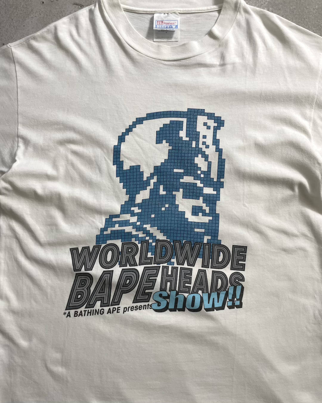 90's A BATHING APE Pixel Art T-shirt Double-sided Print Size M Ape