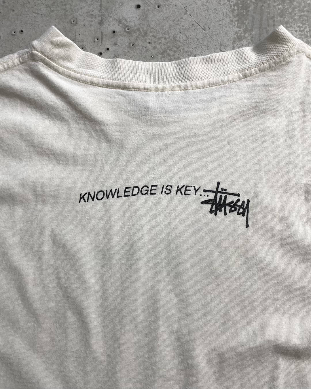 90's Stussy "Knowledge is key" Print T-Shirt Old Stussy Double-Sided Print Tagged XL Made in USA Oldstussy
