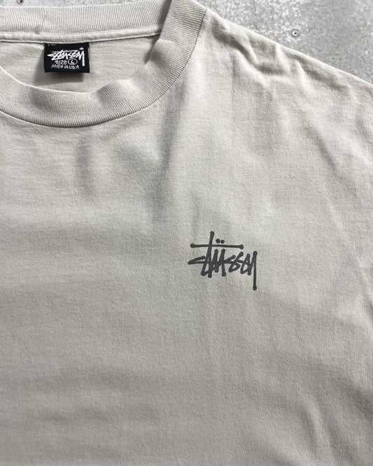90's Stussy バックプリントTシャツ Oldstussy 両面プリント 表記L USA製 オールドステューシー