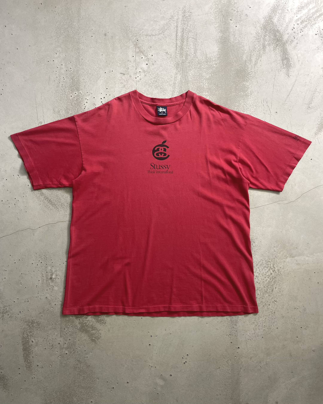 90's Stussy "Apple" パロディTシャツ Oldstussy 表記XL USA製 オールドステューシー アップル
