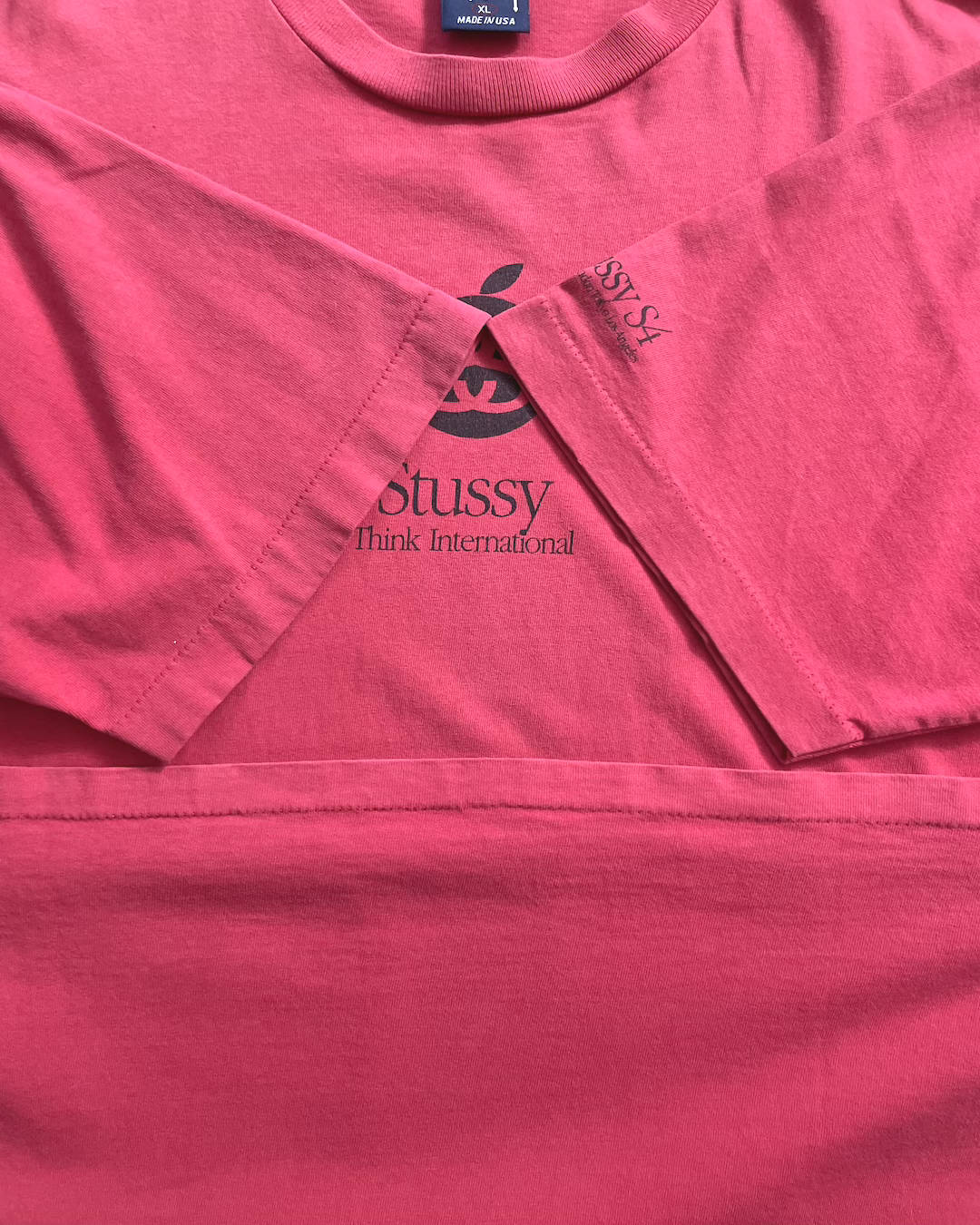 90's Stussy "Apple" パロディTシャツ Oldstussy 表記XL USA製 オールドステューシー アップル