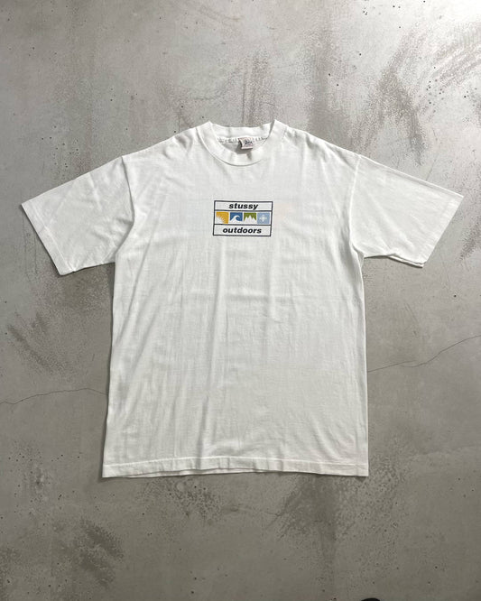 90's Stussy "Stussy outdoors" プリントTシャツ 両面プリント 表記L USA製  オールドステューシー