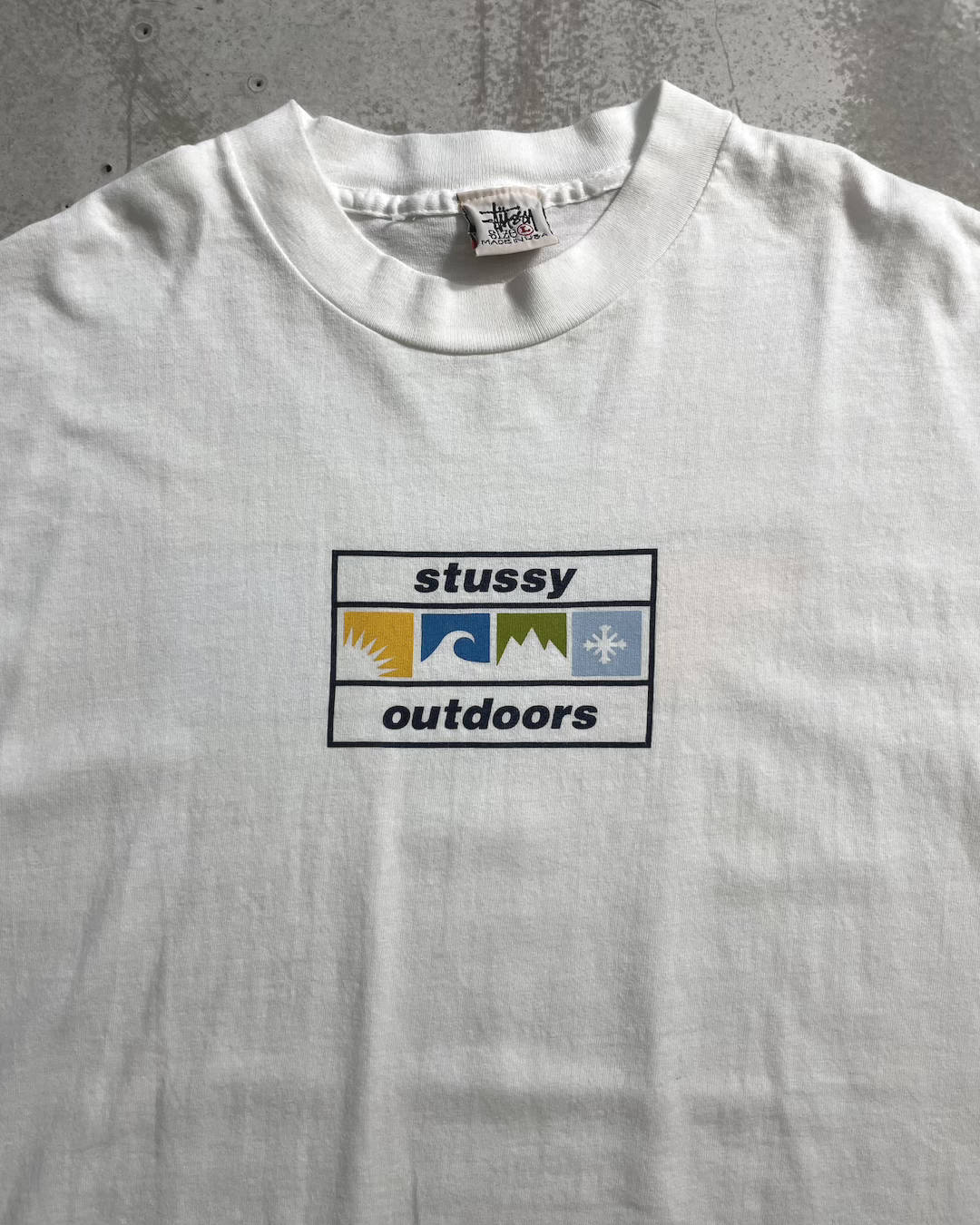 90's Stussy "Stussy outdoors" プリントTシャツ 両面プリント 表記L USA製  オールドステューシー
