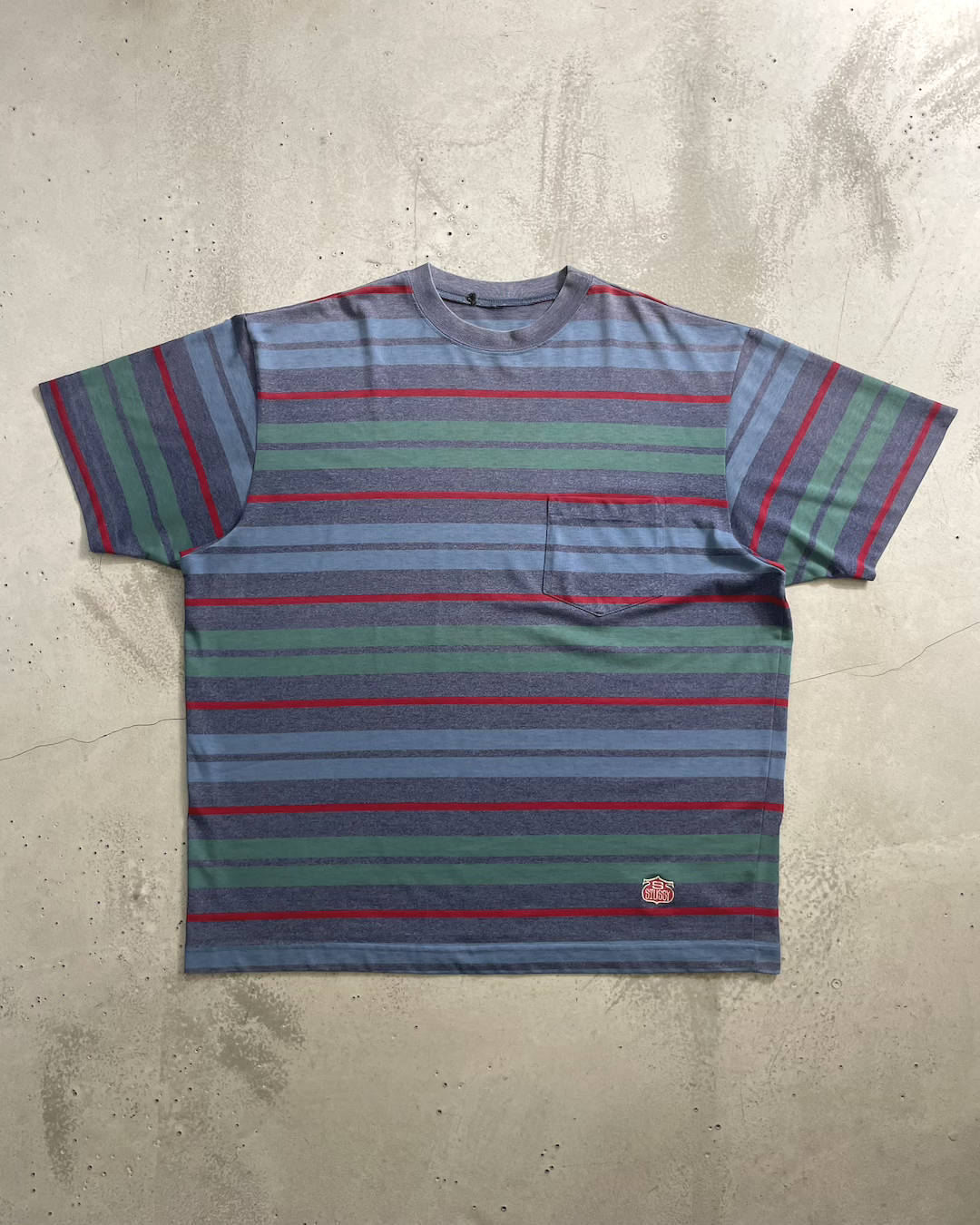 80's Stussy マルチボーダー ポケットTシャツ USA製 オールドステューシー