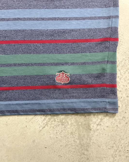 80's Stussy マルチボーダー ポケットTシャツ USA製 オールドステューシー