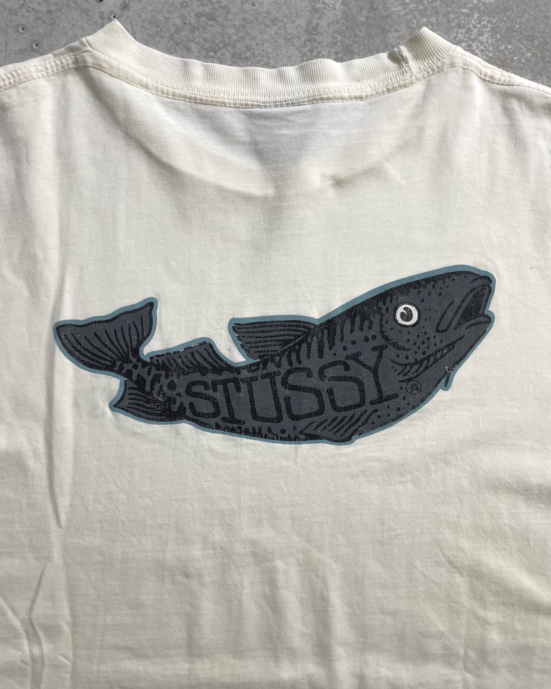 90's Stussy fresh gear "TROUT" print T-shirt double-sided print Oldstussy Made in Australia