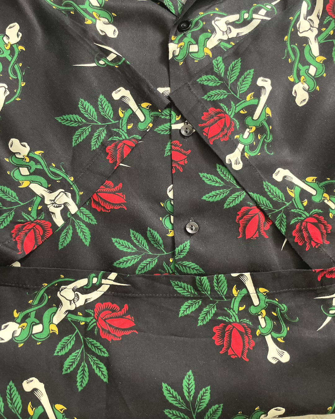 "DEADSTOCK" 90’s Powell Peralta "Rose & Born" ループカラー アロハシャツ 総柄 表記M レーヨン パウエル