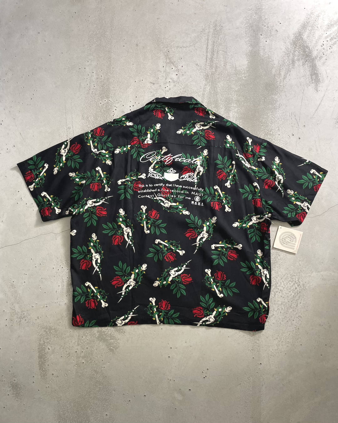 "DEADSTOCK" 90’s Powell Peralta "Rose & Born" ループカラー アロハシャツ 総柄 表記M レーヨン パウエル