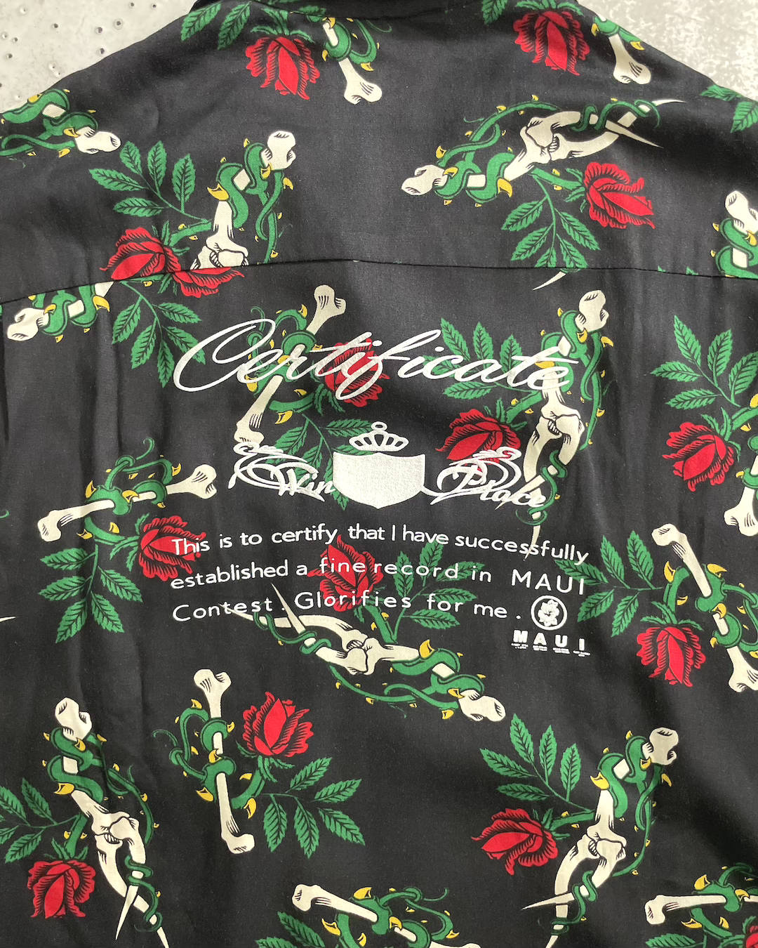 "DEADSTOCK" 90’s Powell Peralta "Rose & Born" ループカラー アロハシャツ 総柄 表記M レーヨン パウエル