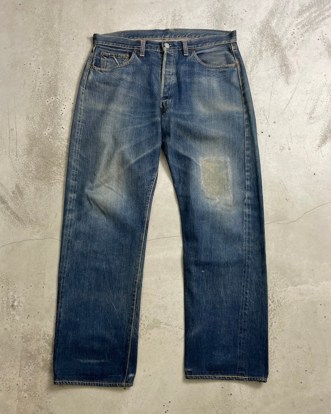 50's Levi's 501XX BIGE ボタン裏J オフセット ウエストシングル フロントVステッチ 赤耳 W35 L31