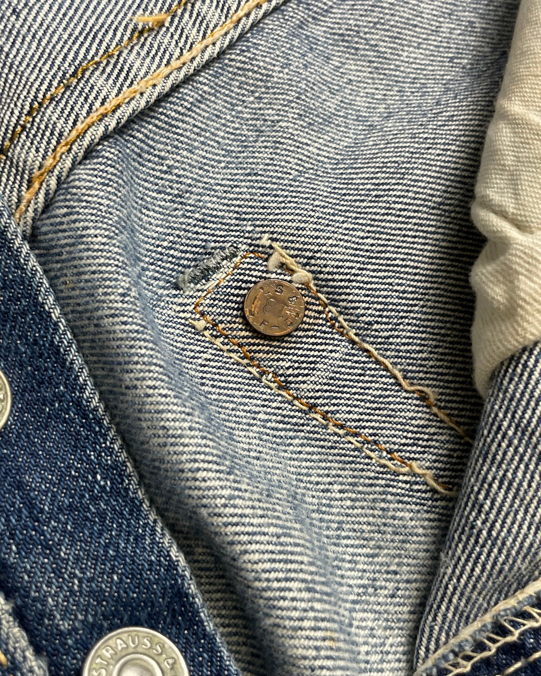 50's Levi's 501XX BIGE オフセット ウエストシングル フロントVステッチ W32 L29 リーバイス