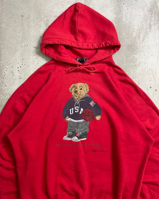 90's Ralph Lauren "POLO BEAR" フーディ 表記L ラルフローレン ポロベア