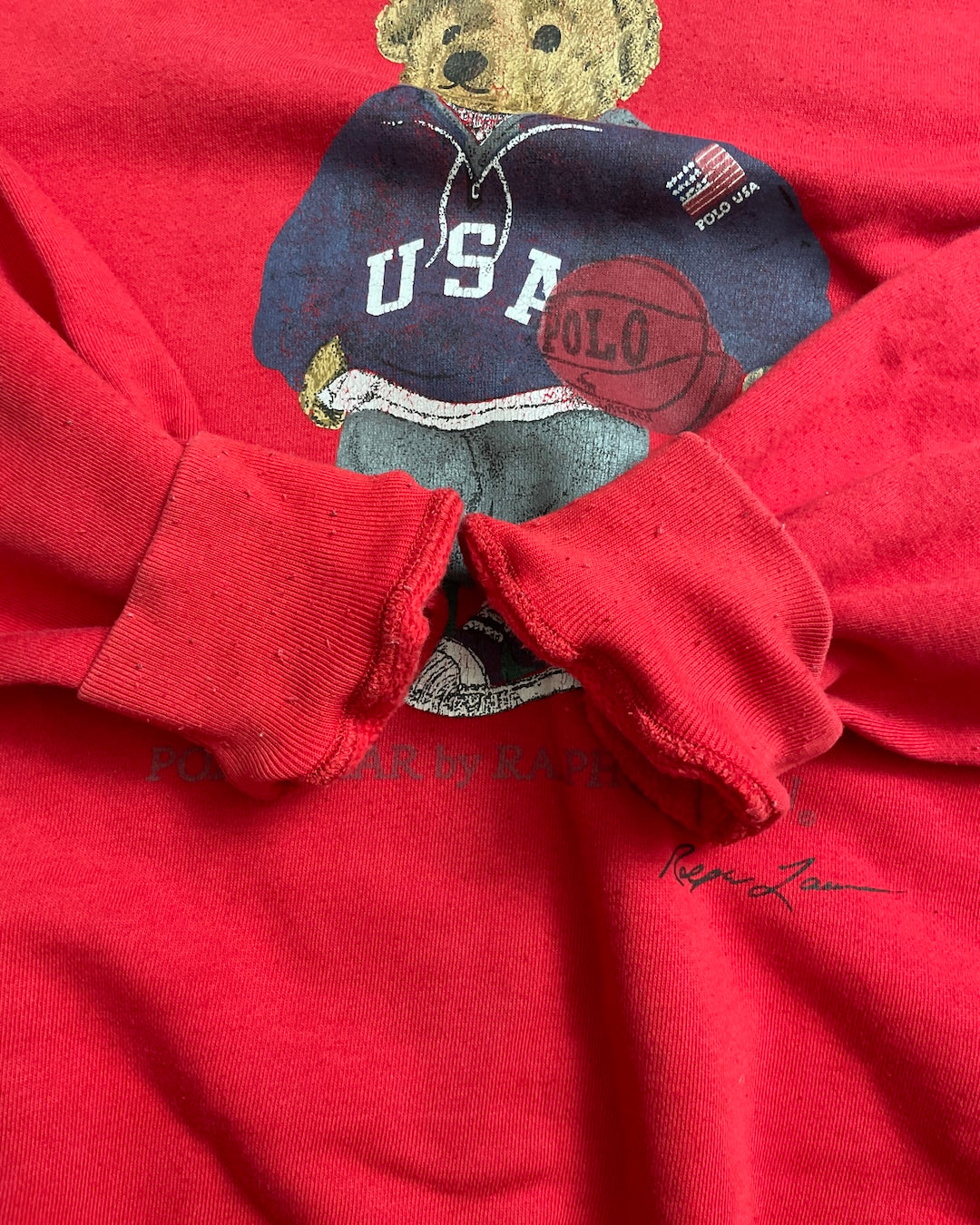 90's Ralph Lauren "POLO BEAR" フーディ 表記L ラルフローレン ポロベア