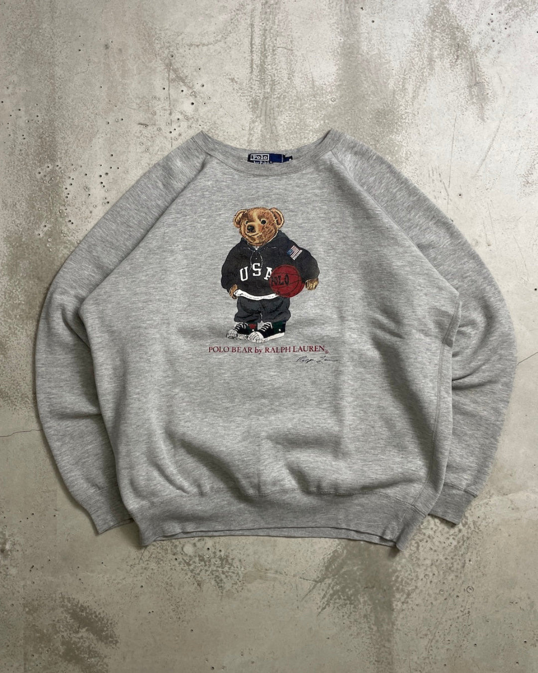 90's Ralph Lauren "POLO BEAR" ラグランスウェット 表記M ラルフローレン ポロベア