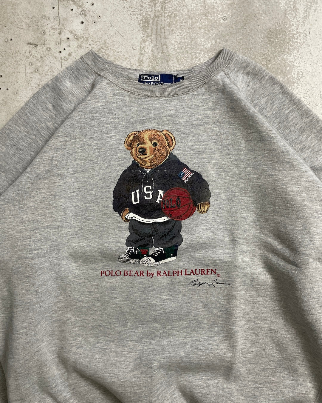 90's Ralph Lauren "POLO BEAR" ラグランスウェット 表記M ラルフローレン ポロベア