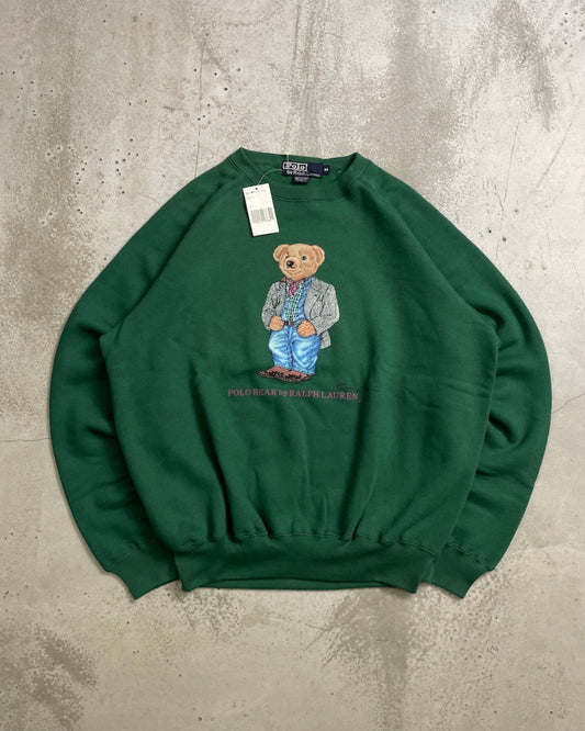 "DEADSTOCK" 90's Ralph Lauren "POLO BEAR" ラグランスウェット 表記M ラルフローレン ポロベア