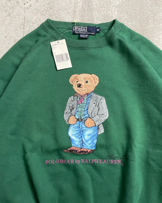 "DEADSTOCK" 90's Ralph Lauren "POLO BEAR" ラグランスウェット 表記M ラルフローレン ポロベア
