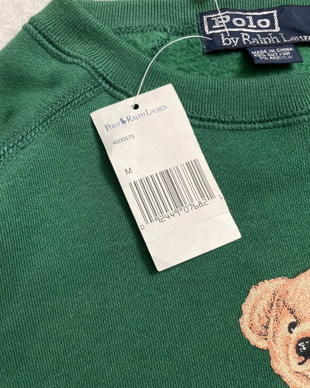 "DEADSTOCK" 90's Ralph Lauren "POLO BEAR" ラグランスウェット 表記M ラルフローレン ポロベア