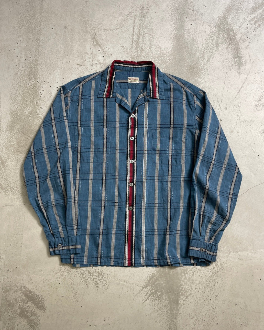 50's McGREGOR 長袖シャツ 開襟 ループカラー ストライプ 表記M L USA製マックレガー ヴィンシャツ