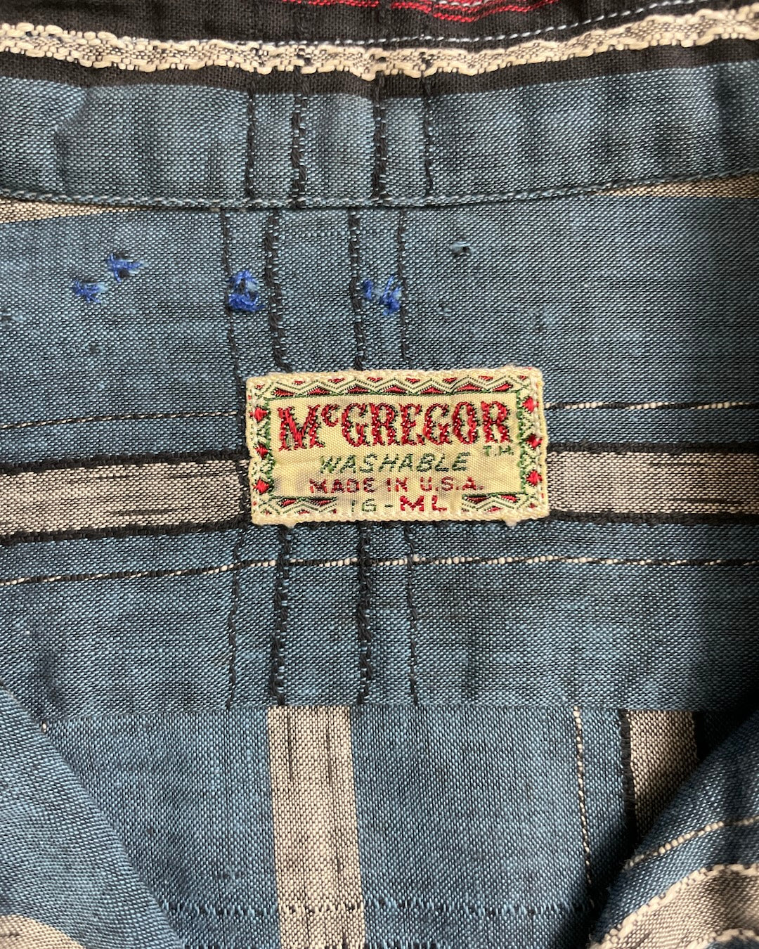 50's McGREGOR 長袖シャツ 開襟 ループカラー ストライプ 表記M L USA製マックレガー ヴィンシャツ