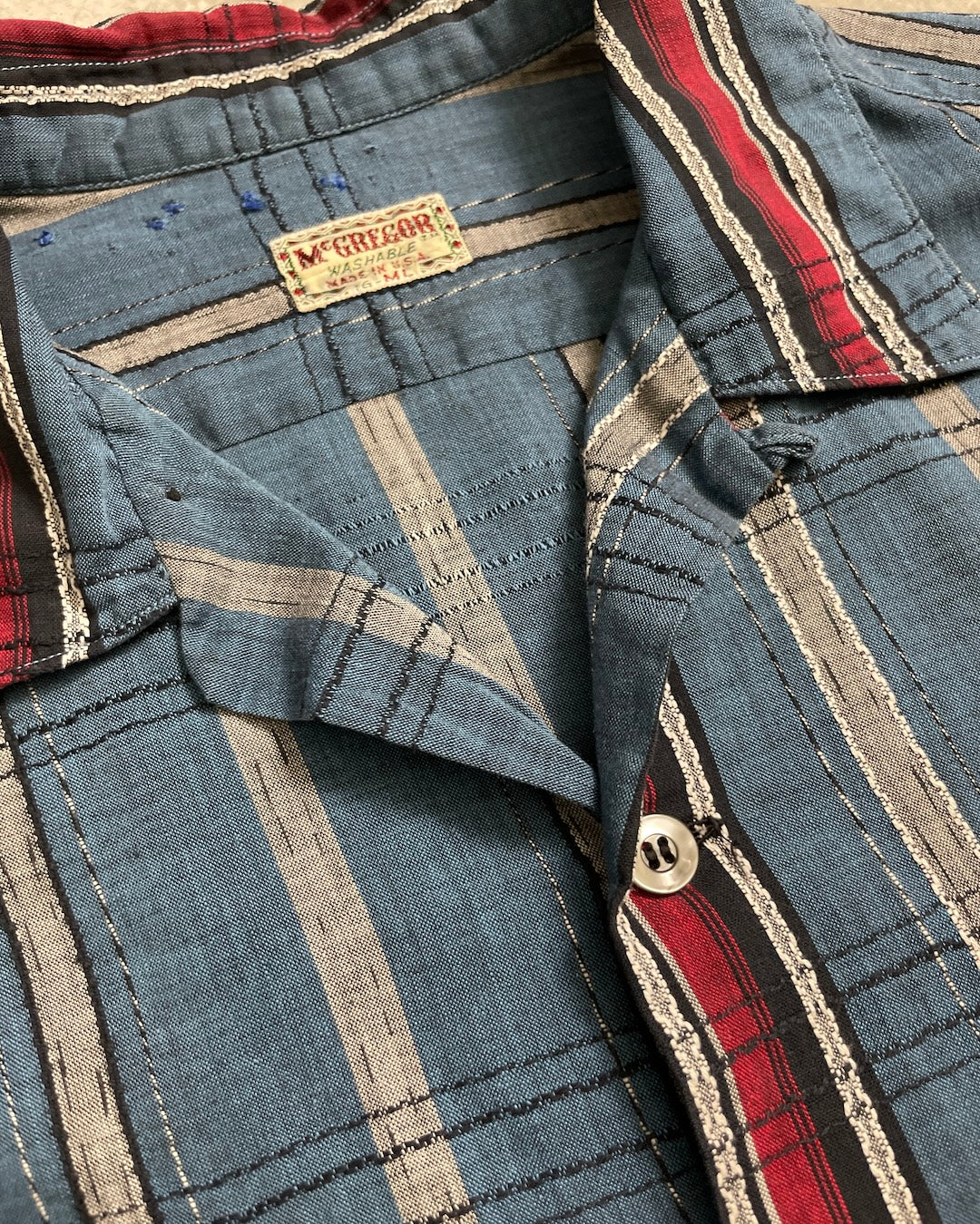 50's McGREGOR 長袖シャツ 開襟 ループカラー ストライプ 表記M L USA製マックレガー ヴィンシャツ