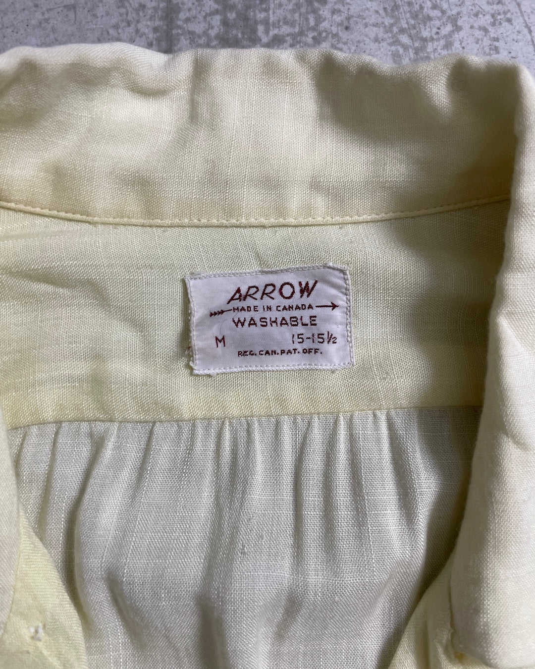 60's ARROW 長袖シャツ 開襟 ループカラー 単色 表記M カナダ製 レーヨン アロー