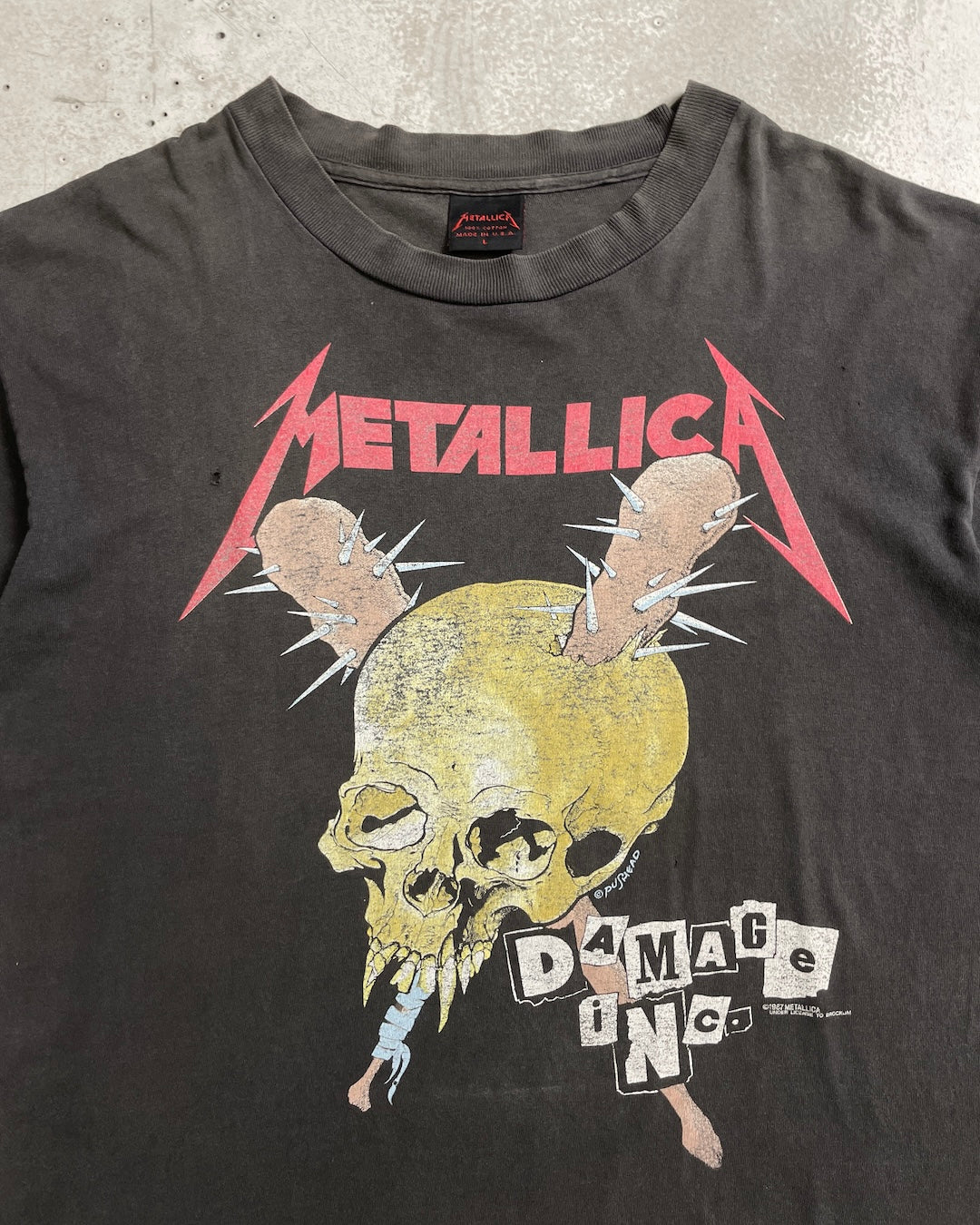 80's METALLICA "Damage Inc." バンドTシャツ 両面プリント PUSHEAD 表記L USA製 メタリカ パスヘッド