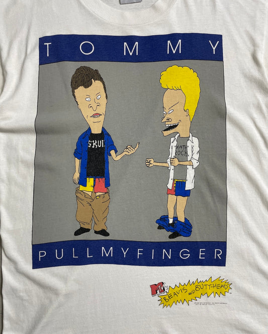 90's Beavis & Butt-Head トミーパロディ 表記L USA製 MTV ビーバスアンドバッドヘッド