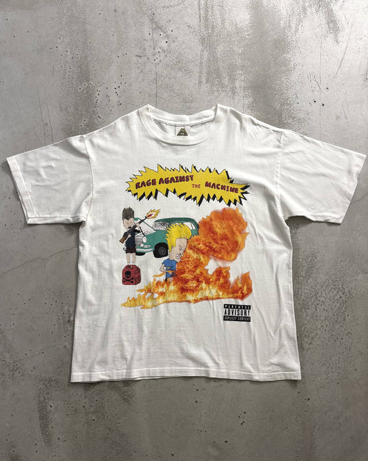 90's RAGE AGAINST THE MACHINE x Beavis & Butthead バンドTシャツ コラボ 両面プリント 表記M USA製 レイジ ビーバスアンドバッドヘッド