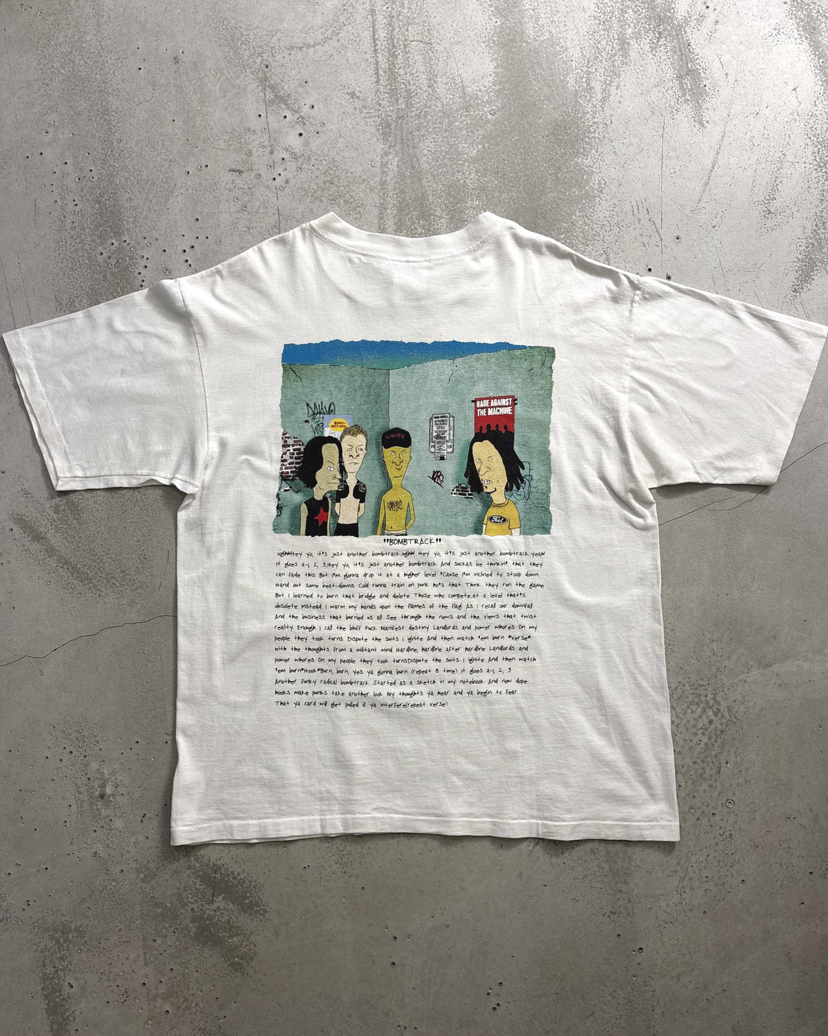 90's RAGE AGAINST THE MACHINE x Beavis & Butthead バンドTシャツ コラボ 両面プリント 表記M USA製 レイジ ビーバスアンドバッドヘッド