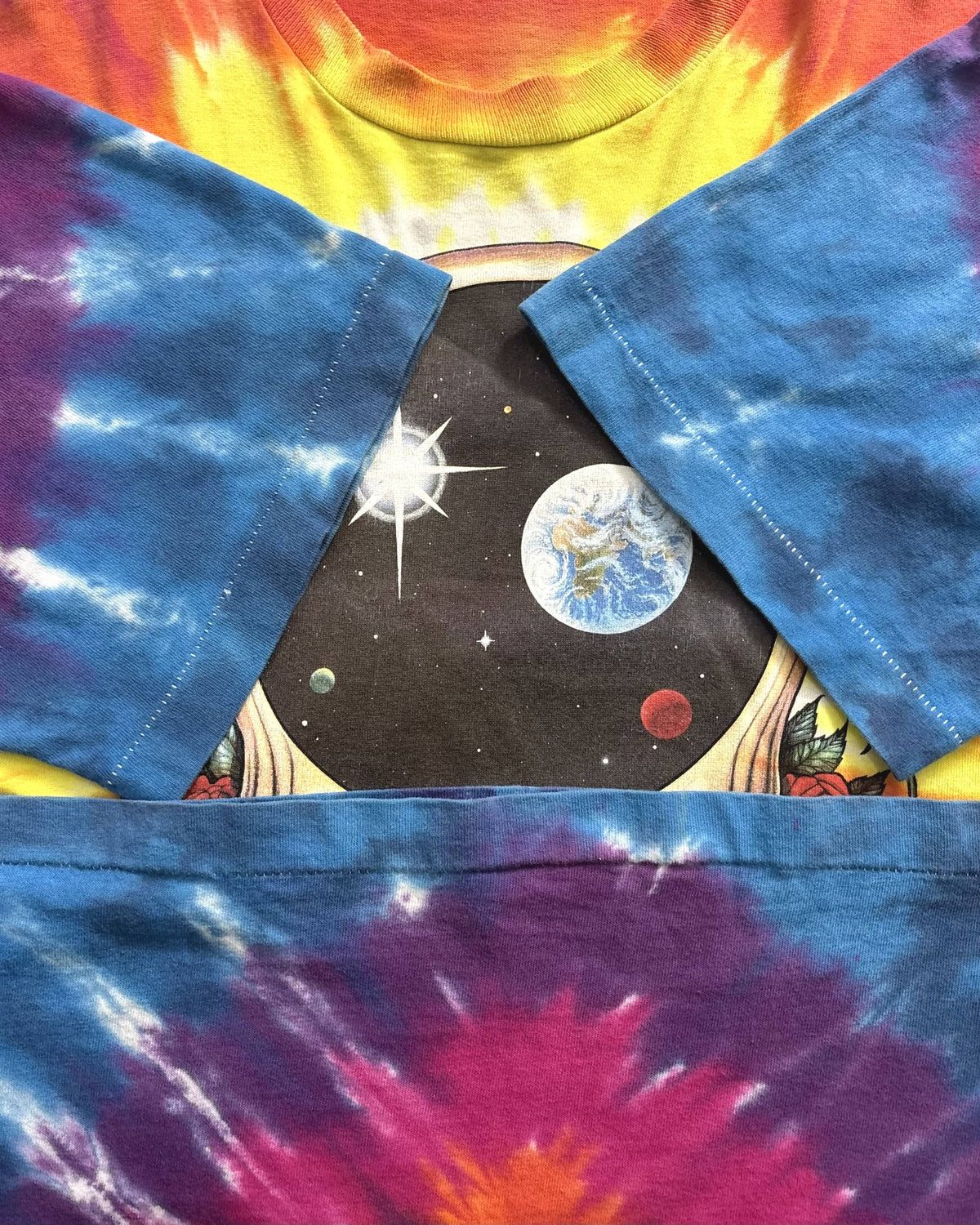 90's Grateful Dead "Space Your Face" タイダイ染め バンドTシャツ 総柄 両面プリント グレイトフルデッド