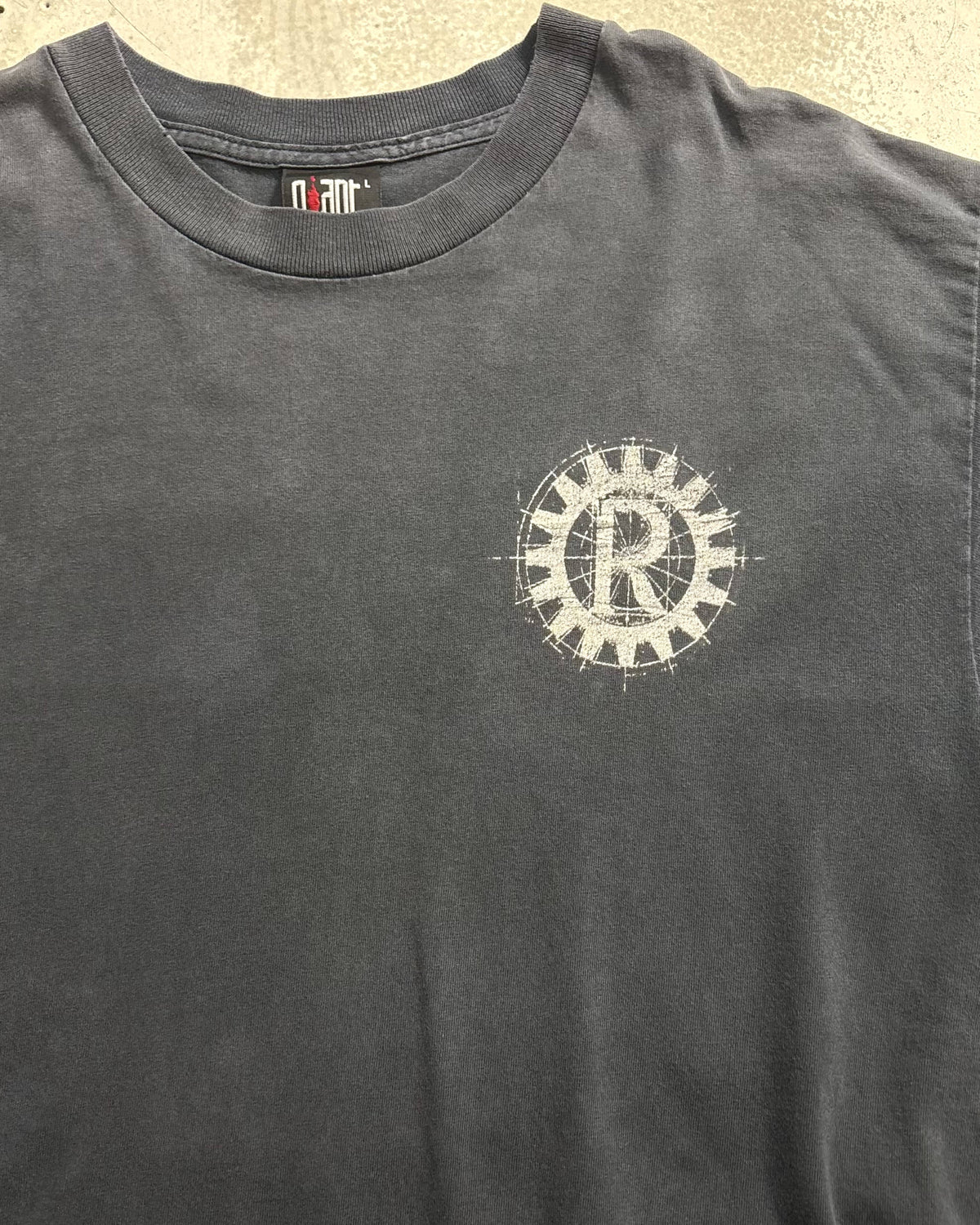 90's RAGE AGAINST THE MACHINE Gear Logo Band T-Shirt Double-Sided Print Size L Made in Mexico Rage