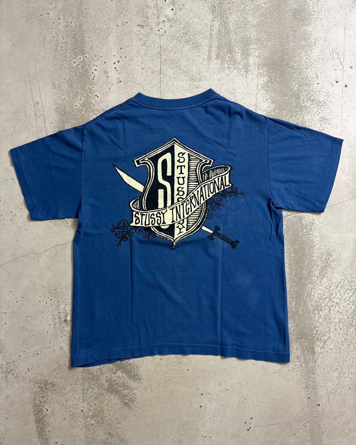 80's Stussy "Sword & Shield" プリントTシャツ Oldstussy 両面プリント 表記M USA製 ステューシー