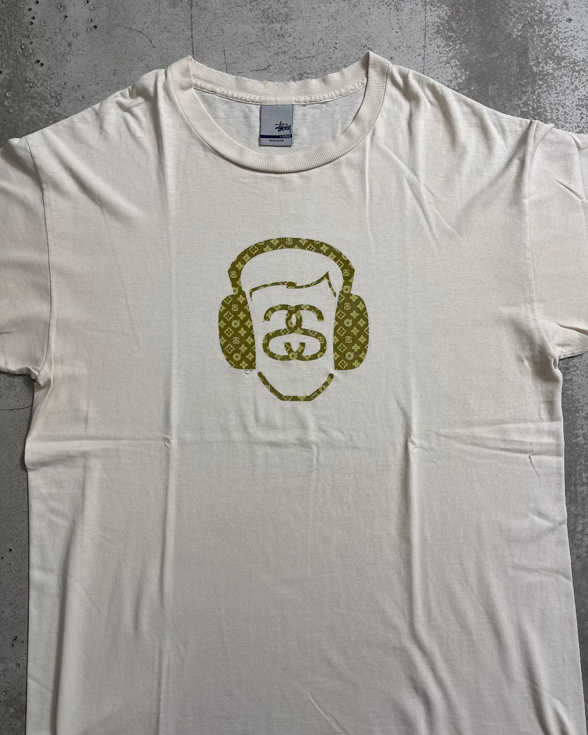 90's Stussy "Monogram headphone" プリントTシャツ Oldstussy 表記L USA製 ステューシー