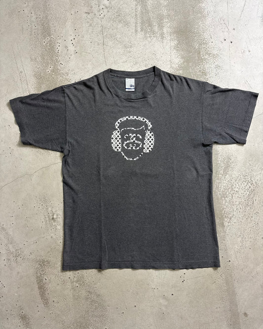 90's Stussy "Monogram headphone" プリントTシャツ Oldstussy 表記L USA製 ステューシー