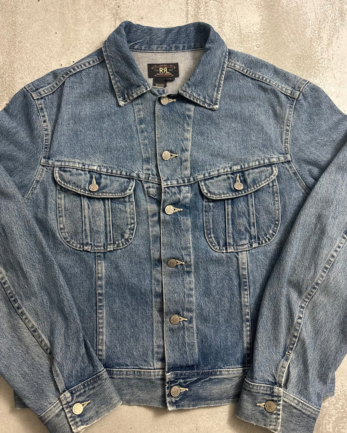 90's RRL Ralph Lauren "101J" デニムジャケット 三ツ星タグ 表記L USA製 ダブルアールエル ラルフローレン