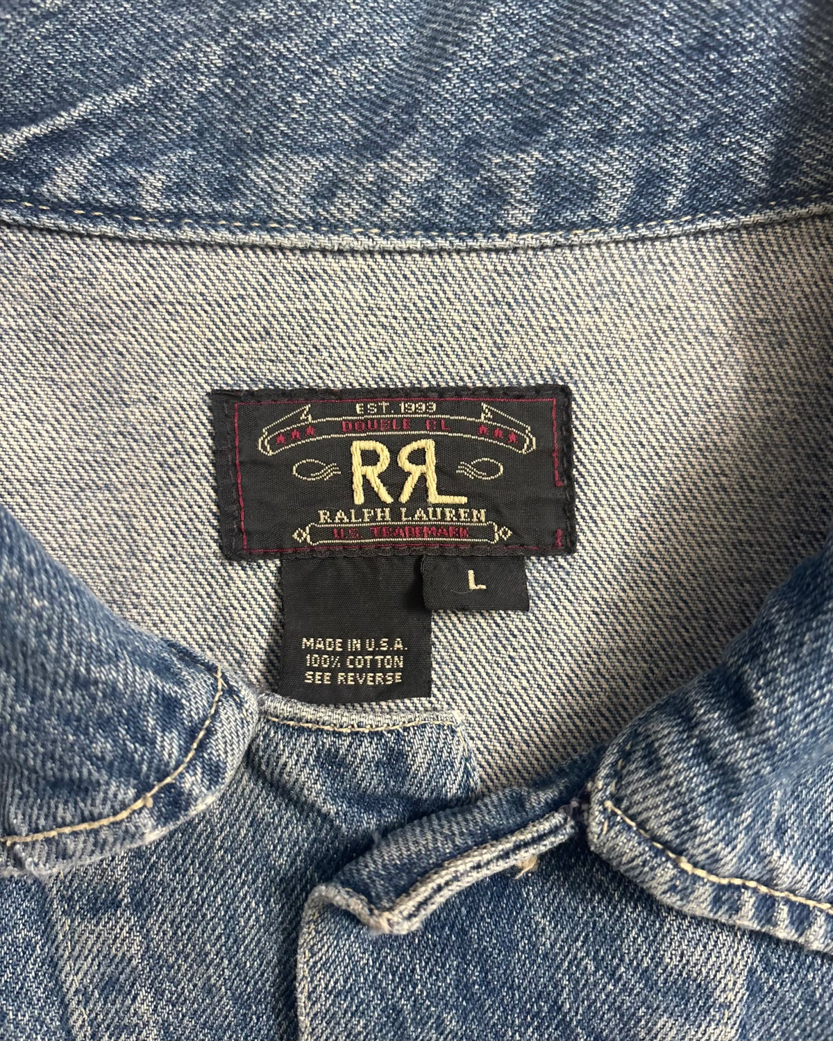 90's RRL Ralph Lauren "101J" デニムジャケット 三ツ星タグ 表記L USA製 ダブルアールエル ラルフローレン