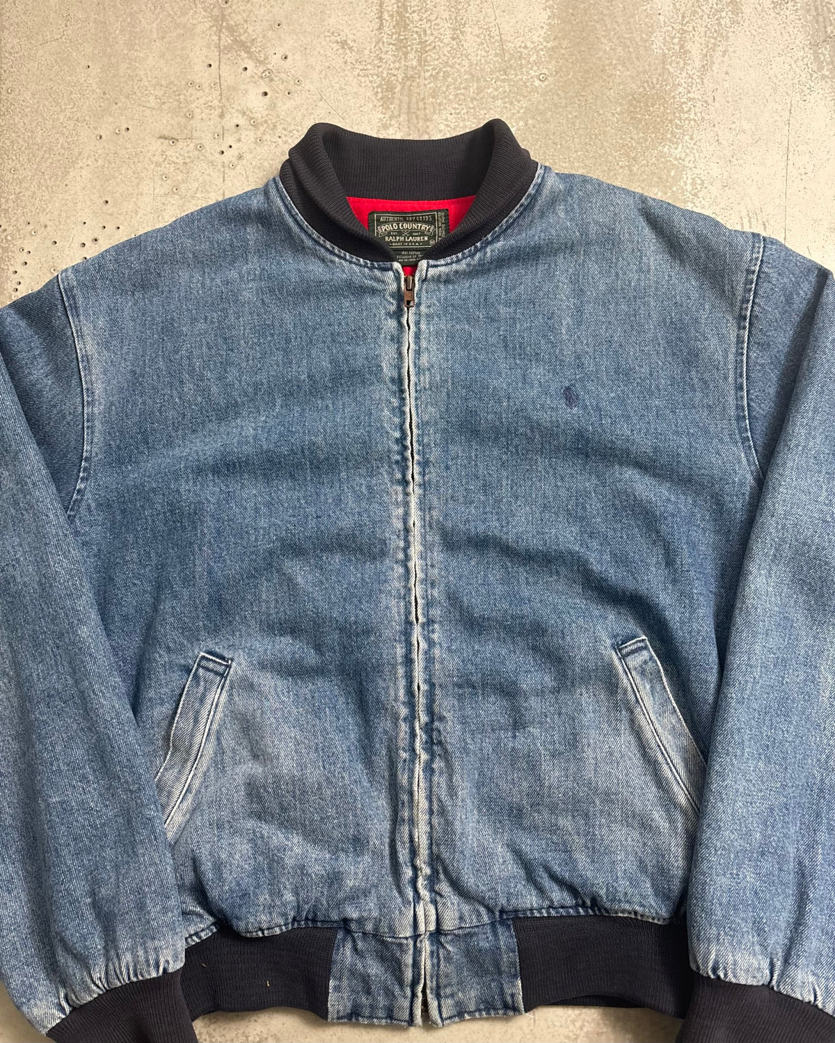 90's POLO COUNTRY デニムボンバージャケット Ralph Lauren 表記M USA製 ポロカントリー ラルフローレン