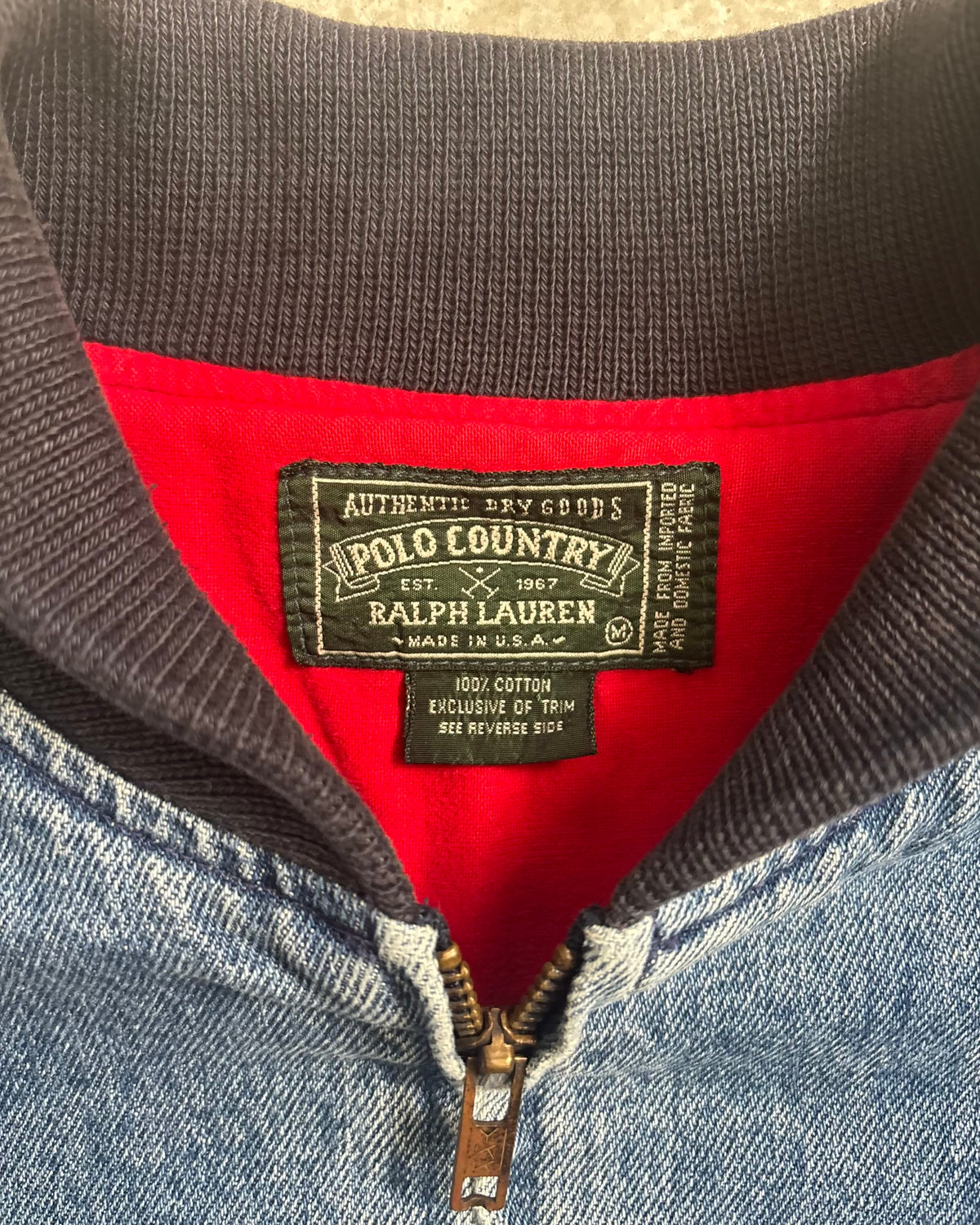 90's POLO COUNTRY デニムボンバージャケット Ralph Lauren 表記M USA製 ポロカントリー ラルフローレン