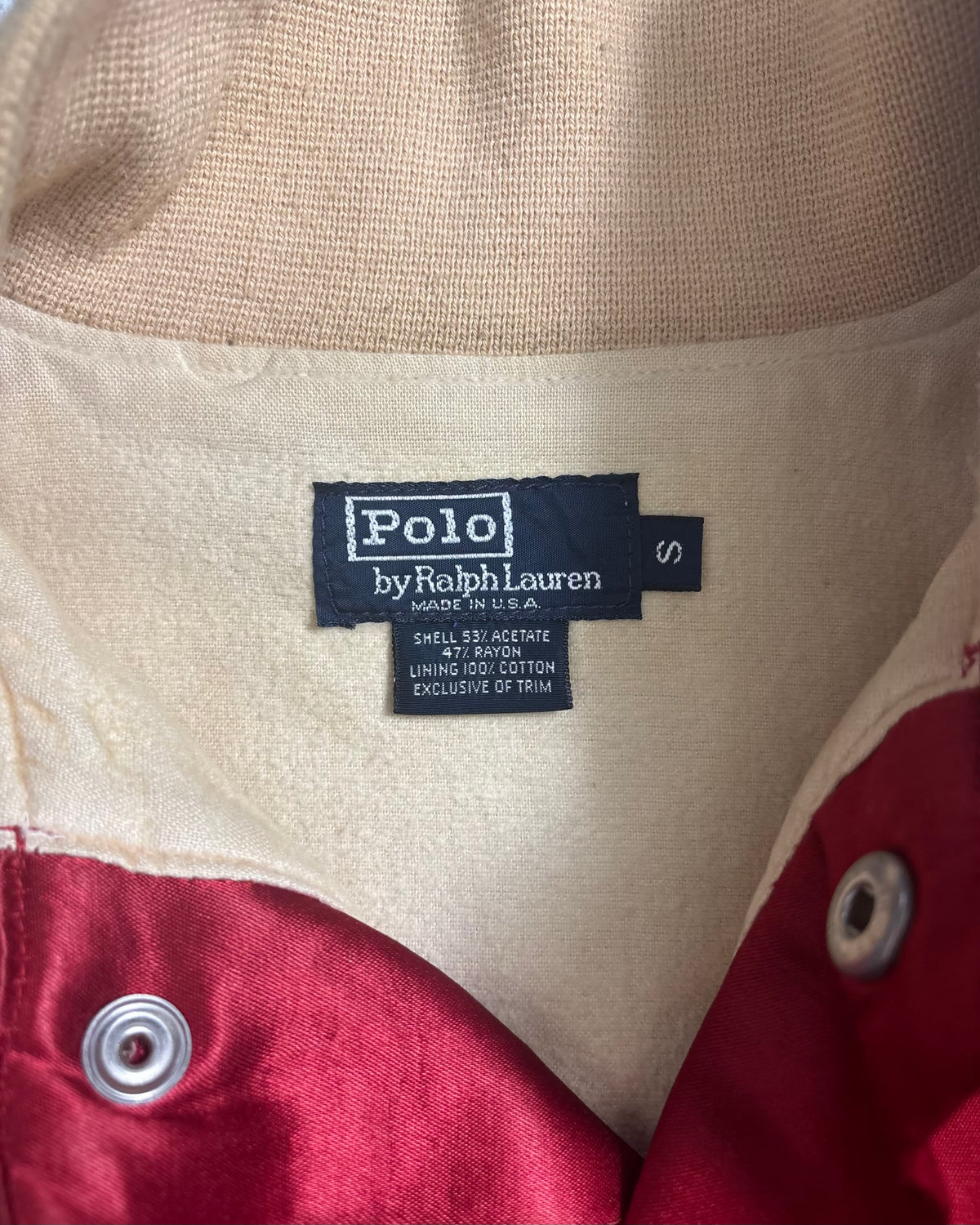 90's Ralph Lauren サテン織 スタジャン スタジアムジャンパー 表記S USA製 オリジナル ラルフローレン