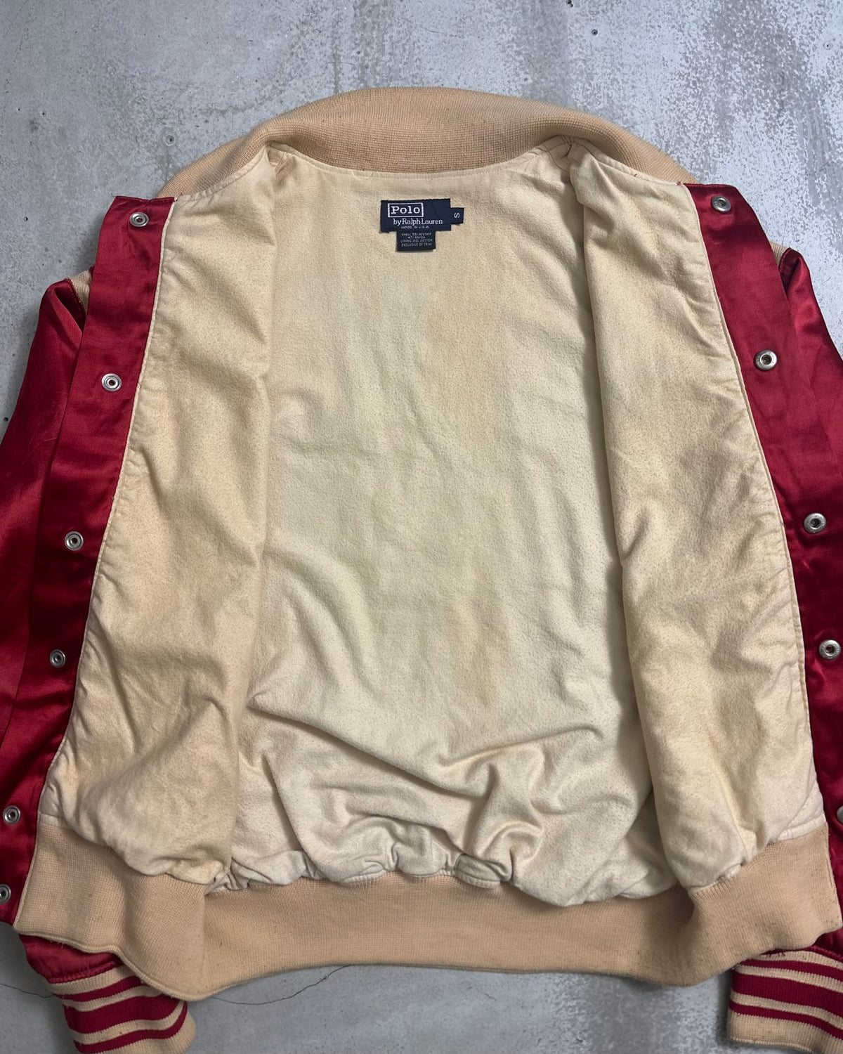 90's Ralph Lauren サテン織 スタジャン スタジアムジャンパー 表記S USA製 オリジナル ラルフローレン