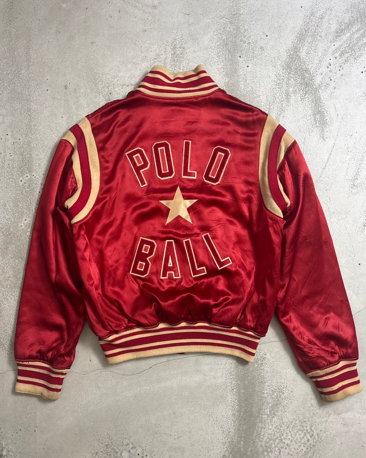 90's Ralph Lauren サテン織 スタジャン スタジアムジャンパー 表記S USA製 オリジナル ラルフローレン